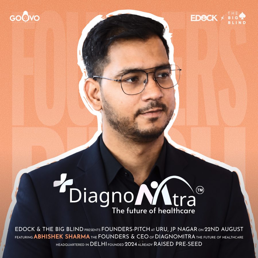 Abhishek Sharma, Founder & CEO of DiagnoMitra — the future of healthcare.
                Delhi, founded 2024, already raised pre-seed.